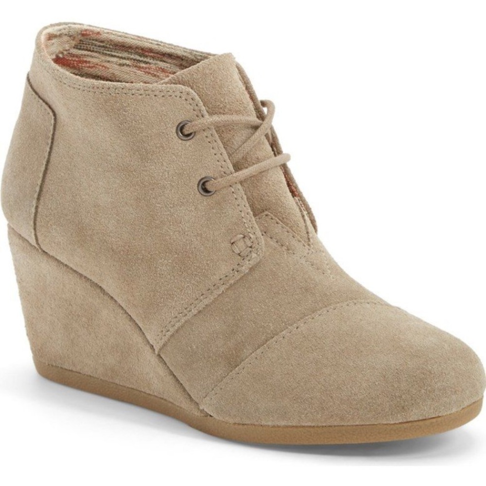 Toms wedge booties (tan, size 7)